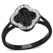 TK1917 - Stainless Steel Ring Two-Tone IP Black Women Top Grade Crystal Jet