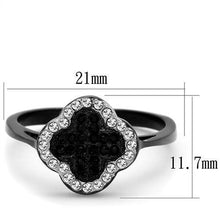 TK1917 - Stainless Steel Ring Two-Tone IP Black Women Top Grade Crystal Jet