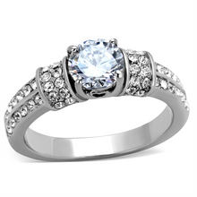 TK1921 - Stainless Steel Ring High polished (no plating) Women AAA Grade CZ Clear
