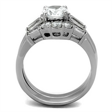 TK1W001 - Stainless Steel Ring High polished (no plating) Women AAA Grade CZ Clear