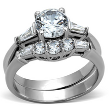 TK1W001 - Stainless Steel Ring High polished (no plating) Women AAA Grade CZ Clear
