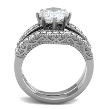 TK1W007 - Stainless Steel Ring High polished (no plating) Women AAA Grade CZ Clear