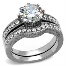 TK1W007 - Stainless Steel Ring High polished (no plating) Women AAA Grade CZ Clear