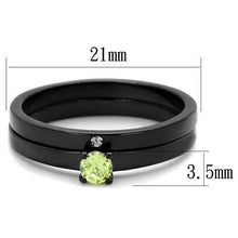 TK2015 - Stainless Steel Ring IP Black(Ion Plating) Women AAA Grade CZ Apple Green color