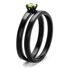 TK2015 - Stainless Steel Ring IP Black(Ion Plating) Women AAA Grade CZ Apple Green color
