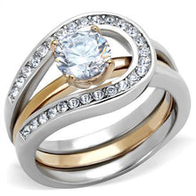 TK2032 - Stainless Steel Ring Two-Tone IP Rose Gold Women AAA Grade CZ Clear