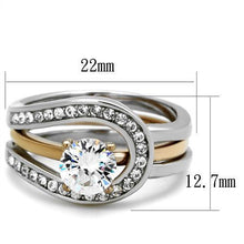 TK2032 - Stainless Steel Ring Two-Tone IP Rose Gold Women AAA Grade CZ Clear