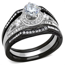 TK2044 - Stainless Steel Ring Two-Tone IP Black Women AAA Grade CZ Clear