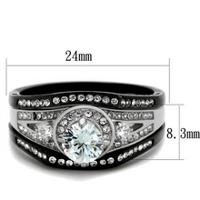 TK2044 - Stainless Steel Ring Two-Tone IP Black Women AAA Grade CZ Clear