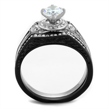 TK2044 - Stainless Steel Ring Two-Tone IP Black Women AAA Grade CZ Clear