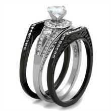 TK2044 - Stainless Steel Ring Two-Tone IP Black Women AAA Grade CZ Clear