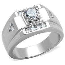TK2052 - Stainless Steel Ring High polished (no plating) Men AAA Grade CZ Clear