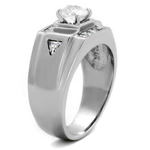 TK2052 - Stainless Steel Ring High polished (no plating) Men AAA Grade CZ Clear