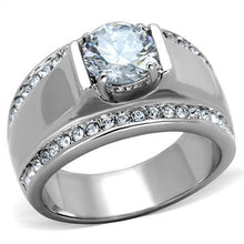 TK2054 - Stainless Steel Ring High polished (no plating) Men AAA Grade CZ Clear