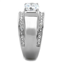 TK2054 - Stainless Steel Ring High polished (no plating) Men AAA Grade CZ Clear