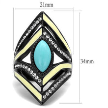 TK2099 - Stainless Steel Ring IP Black(Ion Plating) Women Synthetic Sea Blue