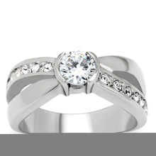 TK214 - Stainless Steel Ring High polished (no plating) Women AAA Grade CZ Clear
