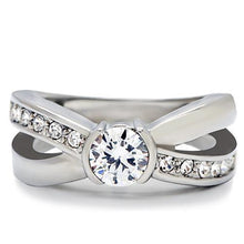 TK214 - Stainless Steel Ring High polished (no plating) Women AAA Grade CZ Clear
