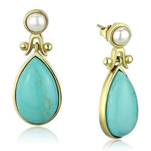 TK2151 - Stainless Steel Earrings IP Gold(Ion Plating) Women Synthetic Turquoise