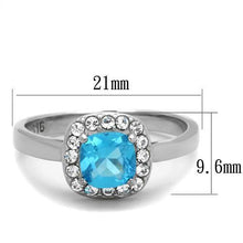 TK2161 - Stainless Steel Ring High polished (no plating) Women Synthetic Sea Blue