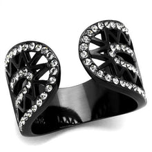 TK2166 - Stainless Steel Ring IP Black(Ion Plating) Women Top Grade Crystal Black Diamond