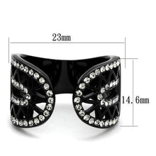 TK2166 - Stainless Steel Ring IP Black(Ion Plating) Women Top Grade Crystal Black Diamond