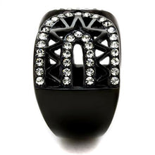 TK2166 - Stainless Steel Ring IP Black(Ion Plating) Women Top Grade Crystal Black Diamond