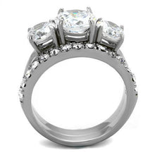 TK2177 - Stainless Steel Ring High polished (no plating) Women AAA Grade CZ Clear