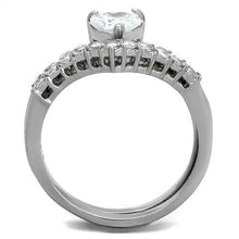 TK2178 - Stainless Steel Ring High polished (no plating) Women AAA Grade CZ Clear