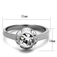 TK2183 - Stainless Steel Ring High polished (no plating) Women Top Grade Crystal Clear