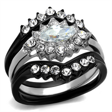TK2188 - Stainless Steel Ring Two-Tone IP Black Women AAA Grade CZ Clear