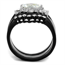 TK2188 - Stainless Steel Ring Two-Tone IP Black Women AAA Grade CZ Clear