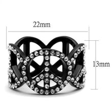 TK2194 - Stainless Steel Ring IP Black(Ion Plating) Women Top Grade Crystal Clear