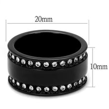 TK2195 - Stainless Steel Ring IP Black(Ion Plating) Women Top Grade Crystal Clear