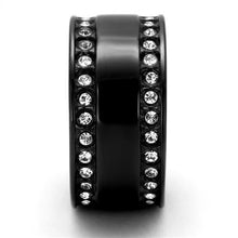 TK2195 - Stainless Steel Ring IP Black(Ion Plating) Women Top Grade Crystal Clear