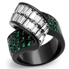 TK2199 - Stainless Steel Ring IP Black(Ion Plating) Women Synthetic Blue Zircon