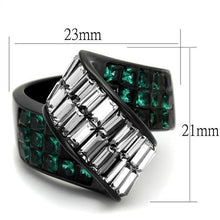 TK2199 - Stainless Steel Ring IP Black(Ion Plating) Women Synthetic Blue Zircon