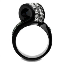 TK2199 - Stainless Steel Ring IP Black(Ion Plating) Women Synthetic Blue Zircon