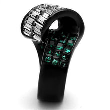TK2199 - Stainless Steel Ring IP Black(Ion Plating) Women Synthetic Blue Zircon