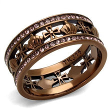 TK2204LC - Stainless Steel Ring IP Coffee light Women Top Grade Crystal Light Rose