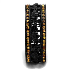 TK2204 - Stainless Steel Ring IP Black(Ion Plating) Women Top Grade Crystal Topaz