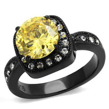 TK2208 - Stainless Steel Ring IP Black(Ion Plating) Women AAA Grade CZ Topaz