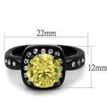 TK2208 - Stainless Steel Ring IP Black(Ion Plating) Women AAA Grade CZ Topaz