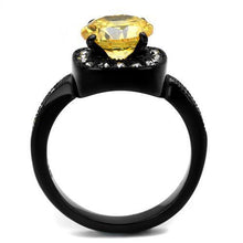 TK2208 - Stainless Steel Ring IP Black(Ion Plating) Women AAA Grade CZ Topaz
