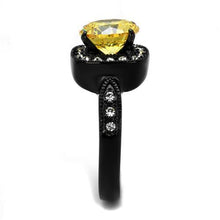 TK2208 - Stainless Steel Ring IP Black(Ion Plating) Women AAA Grade CZ Topaz