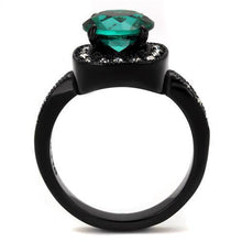 TK2209 - Stainless Steel Ring IP Black(Ion Plating) Women Synthetic Blue Zircon