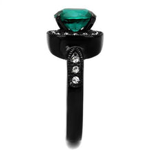 TK2209 - Stainless Steel Ring IP Black(Ion Plating) Women Synthetic Blue Zircon