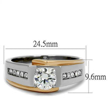 TK2218 - Stainless Steel Ring Two-Tone IP Rose Gold Men AAA Grade CZ Clear