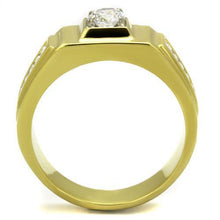 TK2222 - Stainless Steel Ring Two-Tone IP Gold (Ion Plating) Men AAA Grade CZ Clear