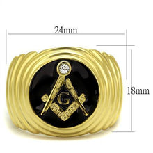 TK2224 - Stainless Steel Ring IP Gold(Ion Plating) Men Top Grade Crystal Clear